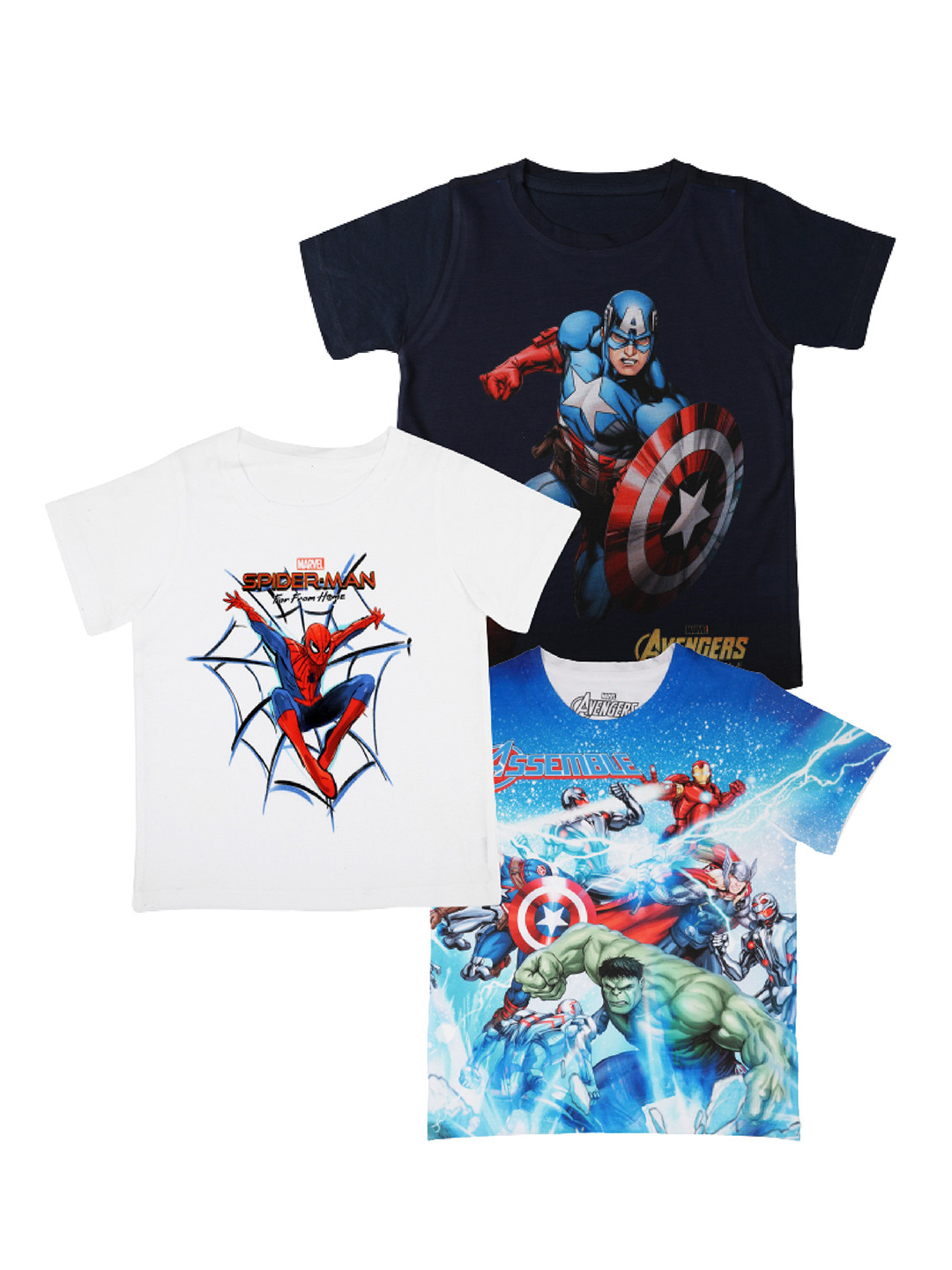 

Marvel by Wear Your Mind Boys White & Black Pack Of 3 Printed T-shirt