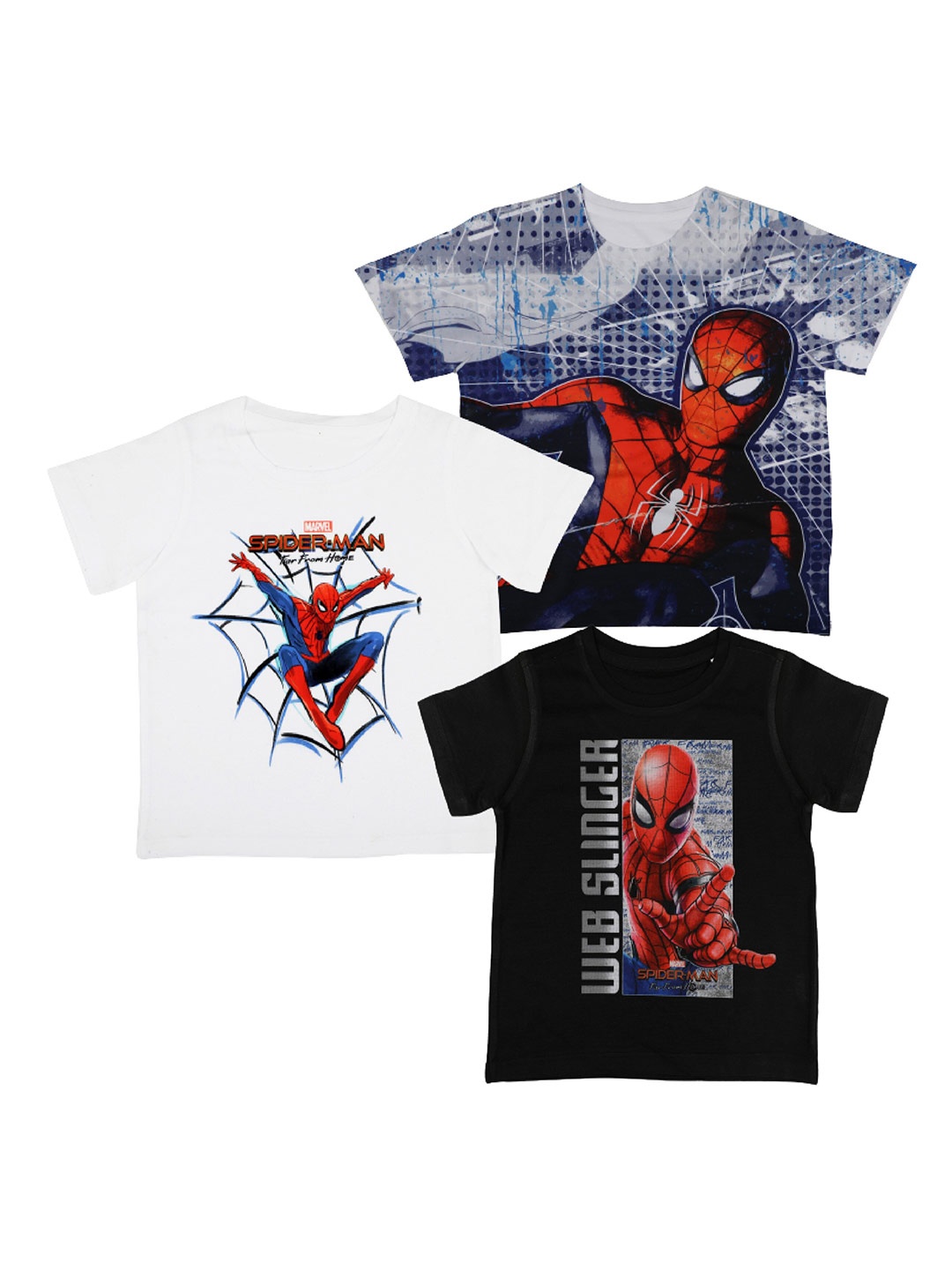 

Marvel by Wear Your Mind Boys Multicoloured Spider-Man 3 Printed Applique T-shirt, Multi