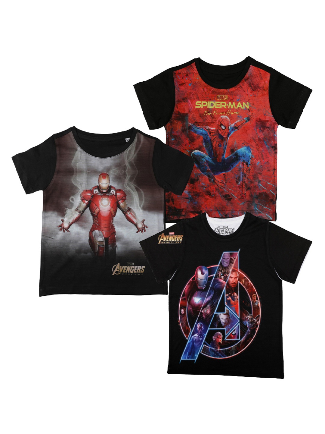 

Marvel by Wear Your Mind Boys Red & Black 3 Printed T-shirt