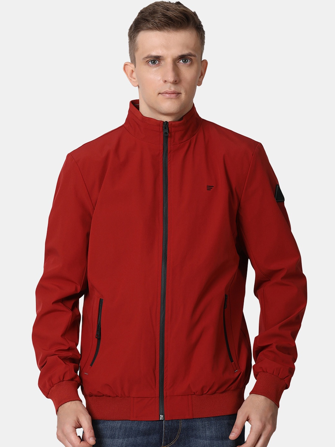 

t-base Men Red Windcheater Bomber Jacket