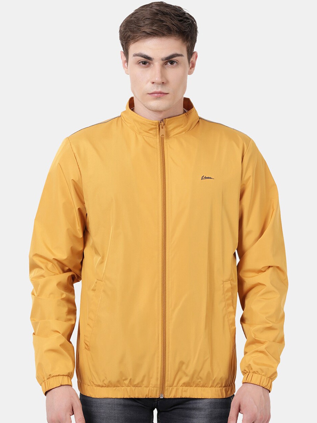 

t-base Men Mustard Windcheater Bomber Jacket Plus Size