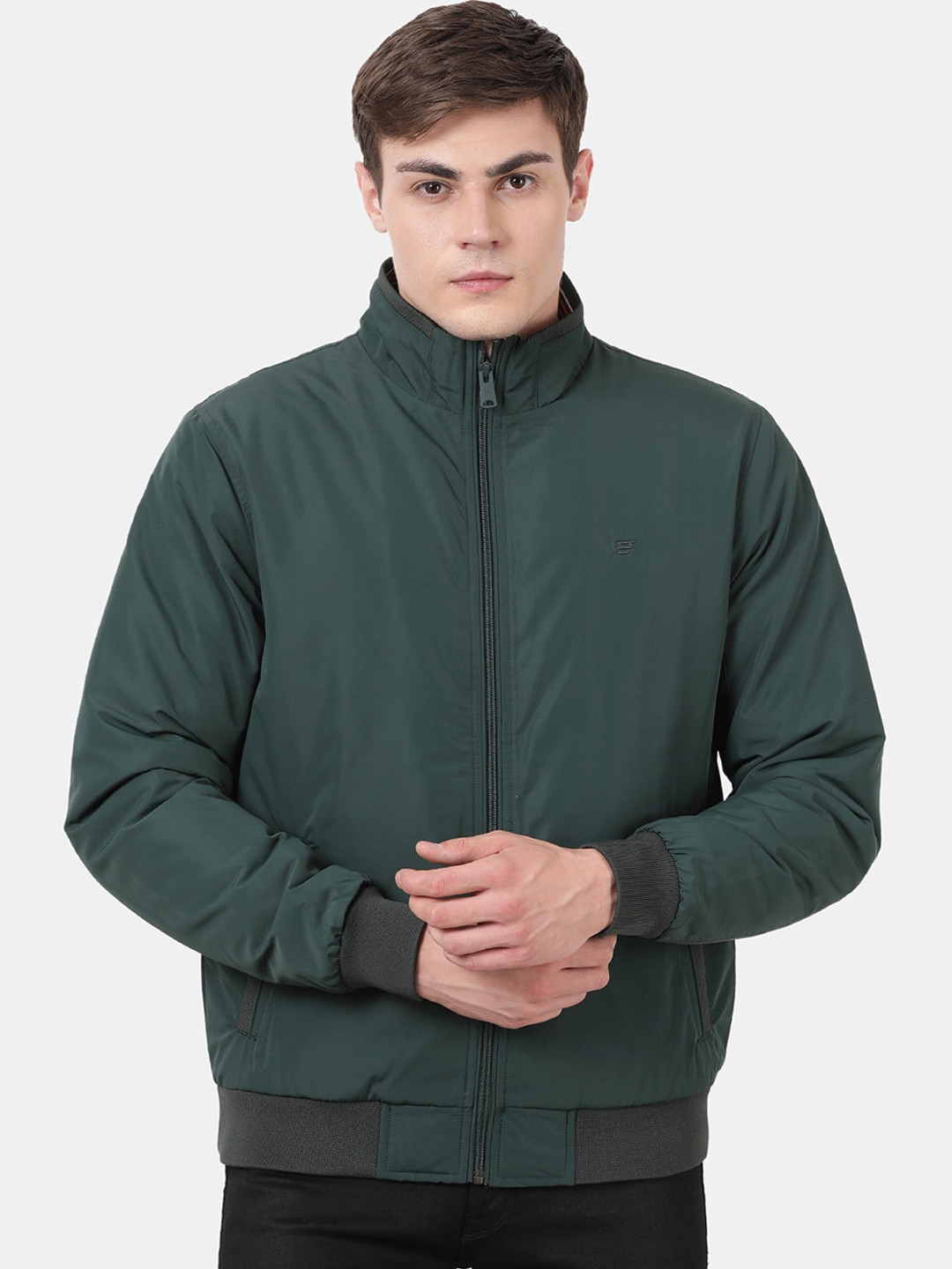 

t-base Men Green Windcheater Bomber Jacket