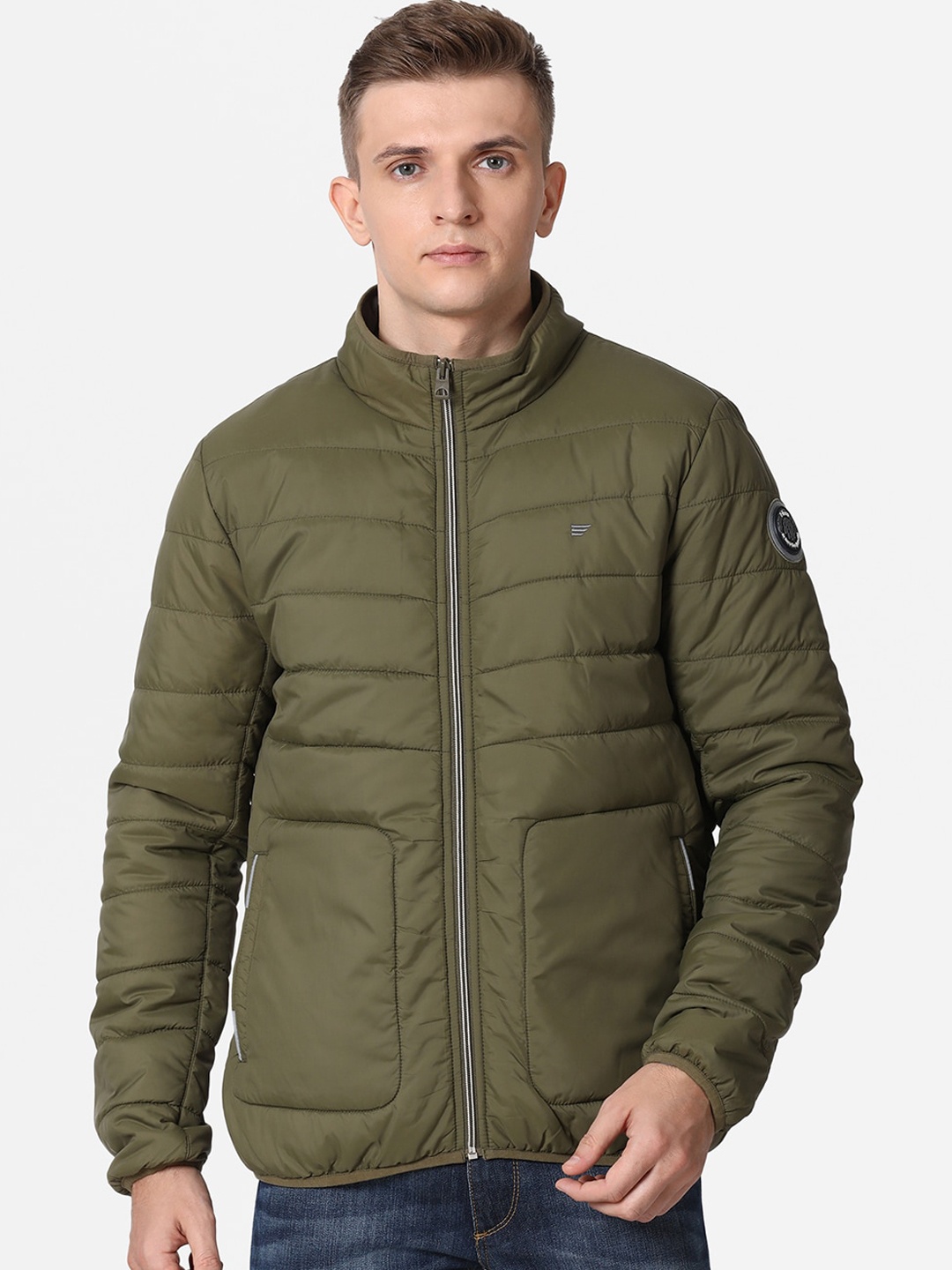 

t-base Men Olive Green Windcheater Puffer Jacket