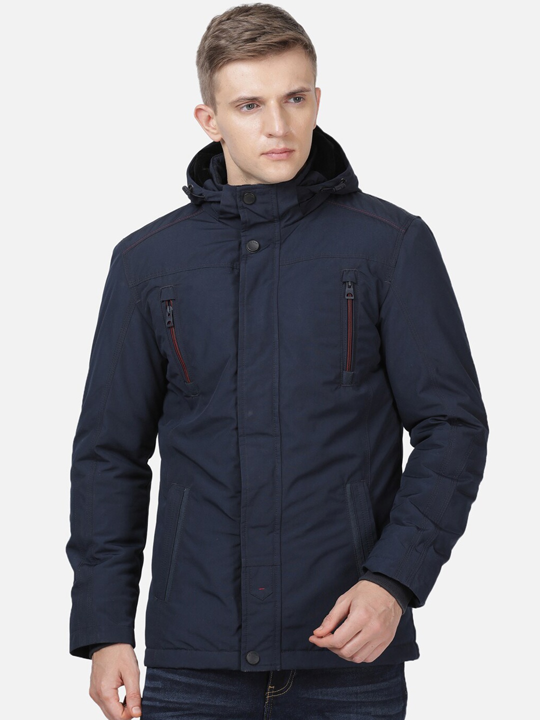 

t-base Men Navy Blue Windcheater Padded Jacket