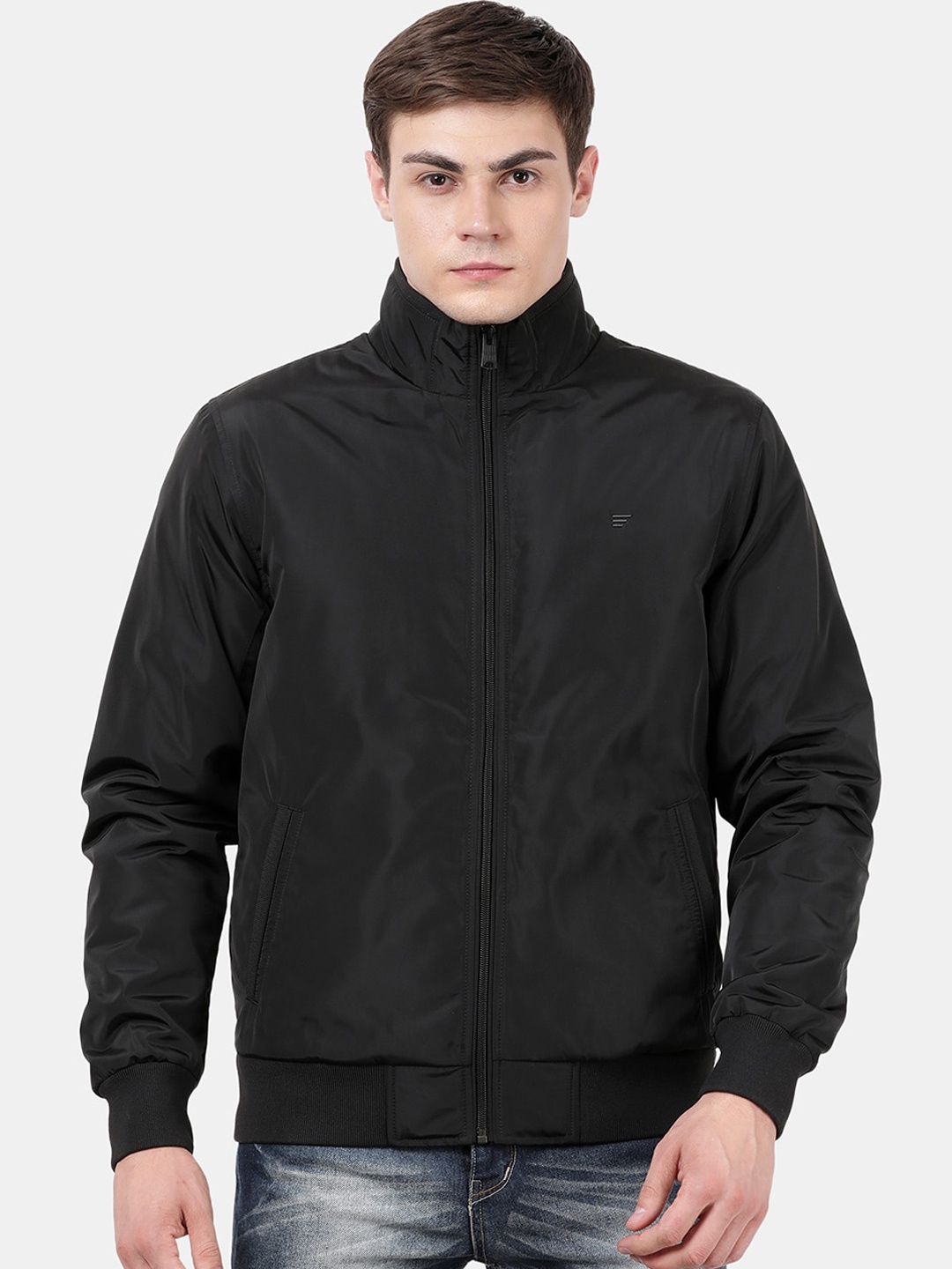 

t-base Men Black Windcheater Bomber Jacket