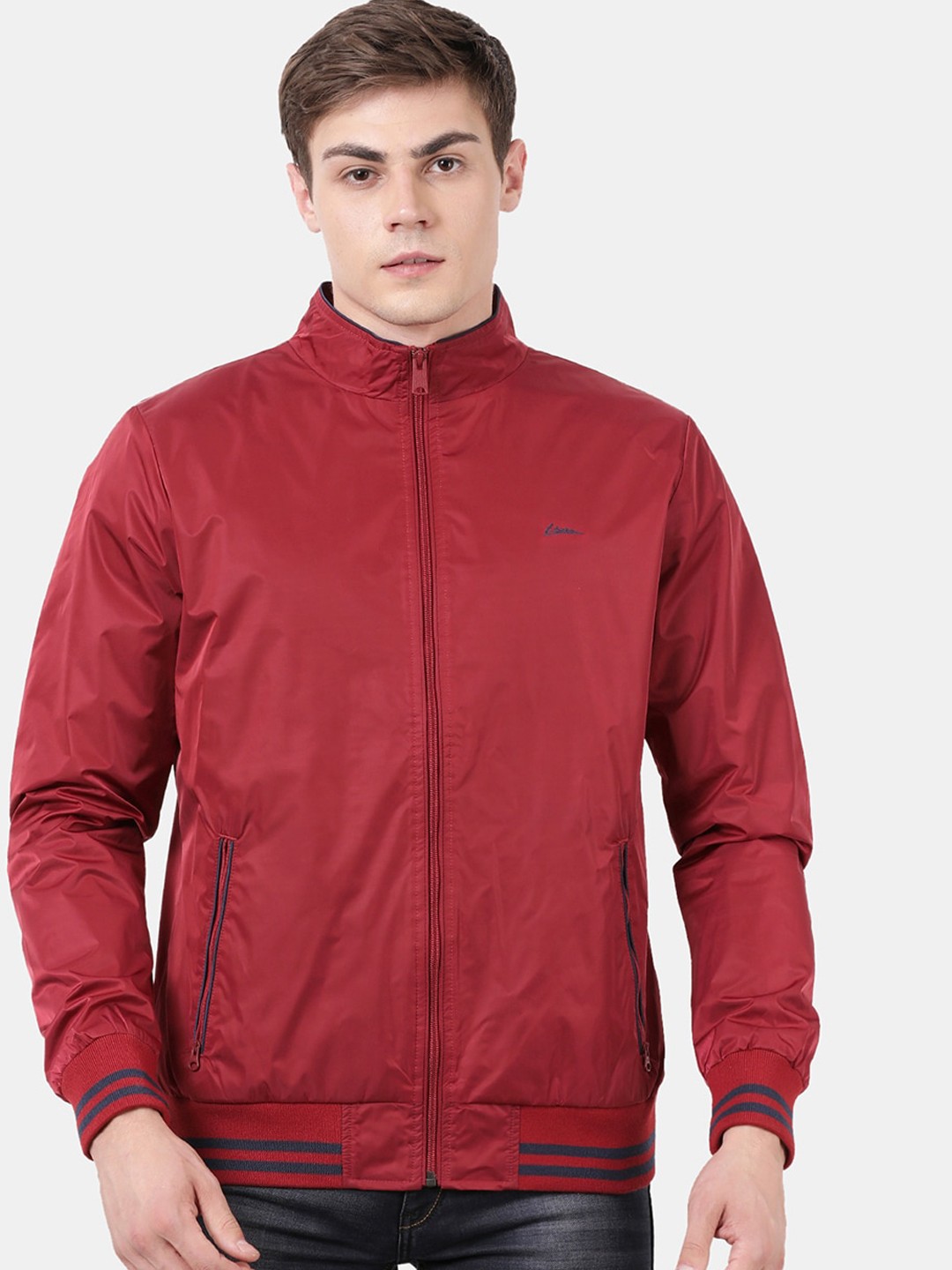 

t-base Men Red Windcheater Bomber Jacket