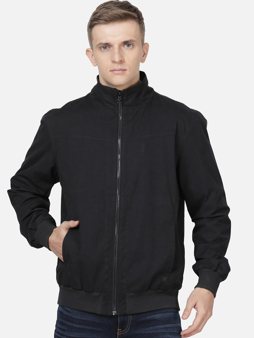 

t-base Men Black Windcheater Bomber Jacket