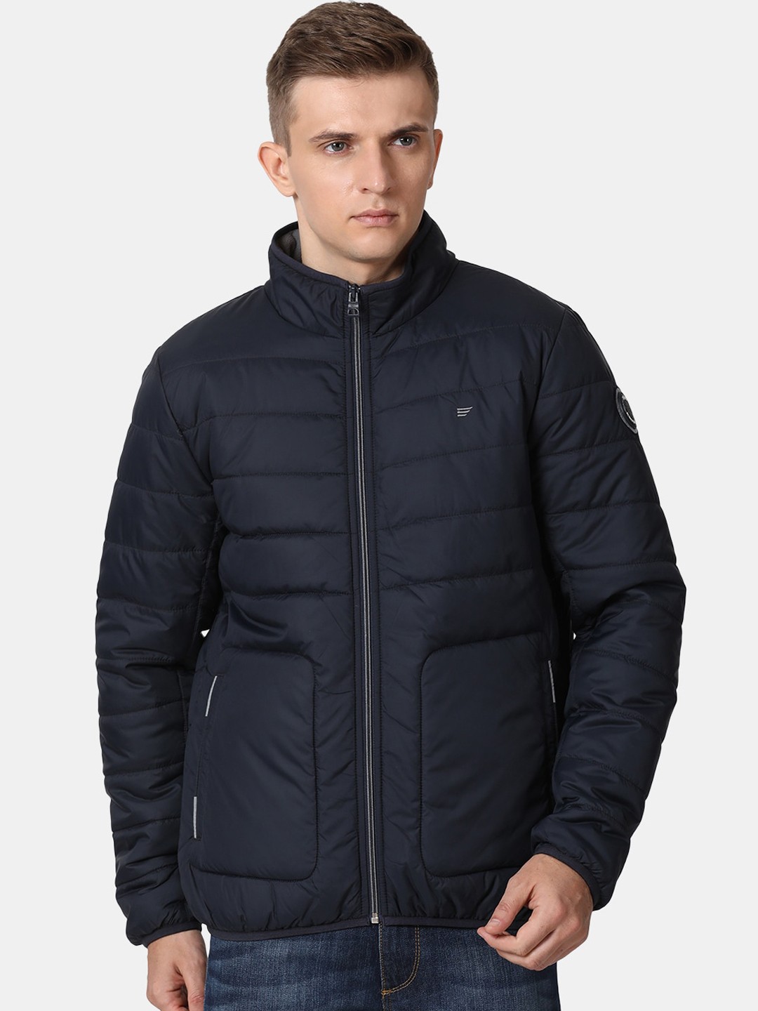 

t-base Men Navy Blue Windcheater Puffer Jacket