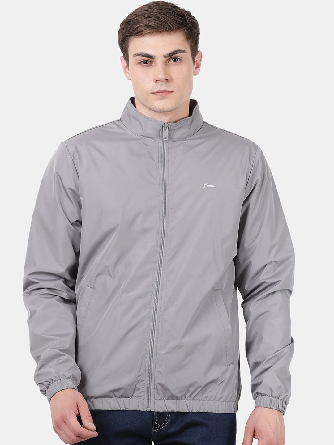 

t-base Men Grey Windcheater Sporty Jacket