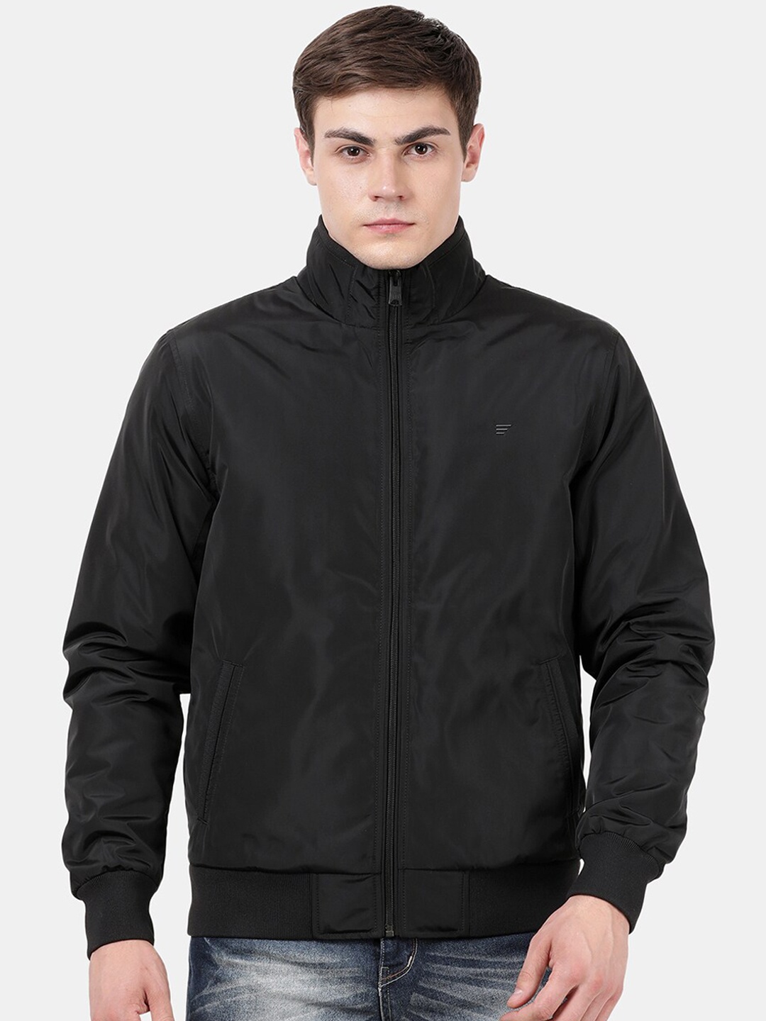 

t-base Men Black Windcheater Bomber Jacket
