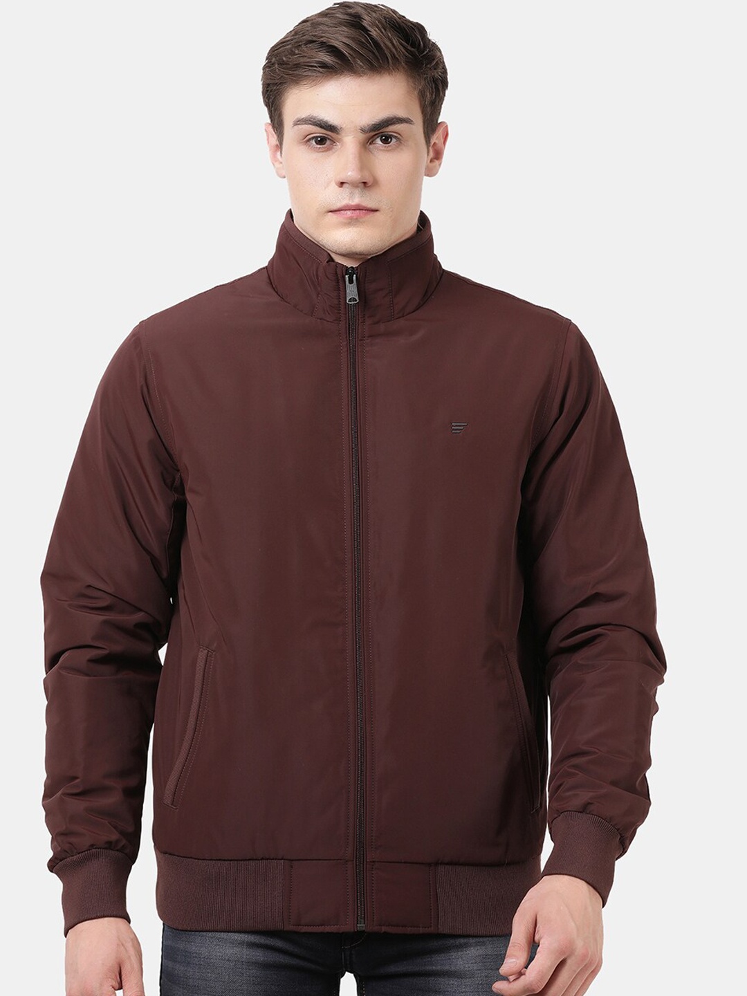 

t-base Men Maroon Windcheater Bomber Jacket