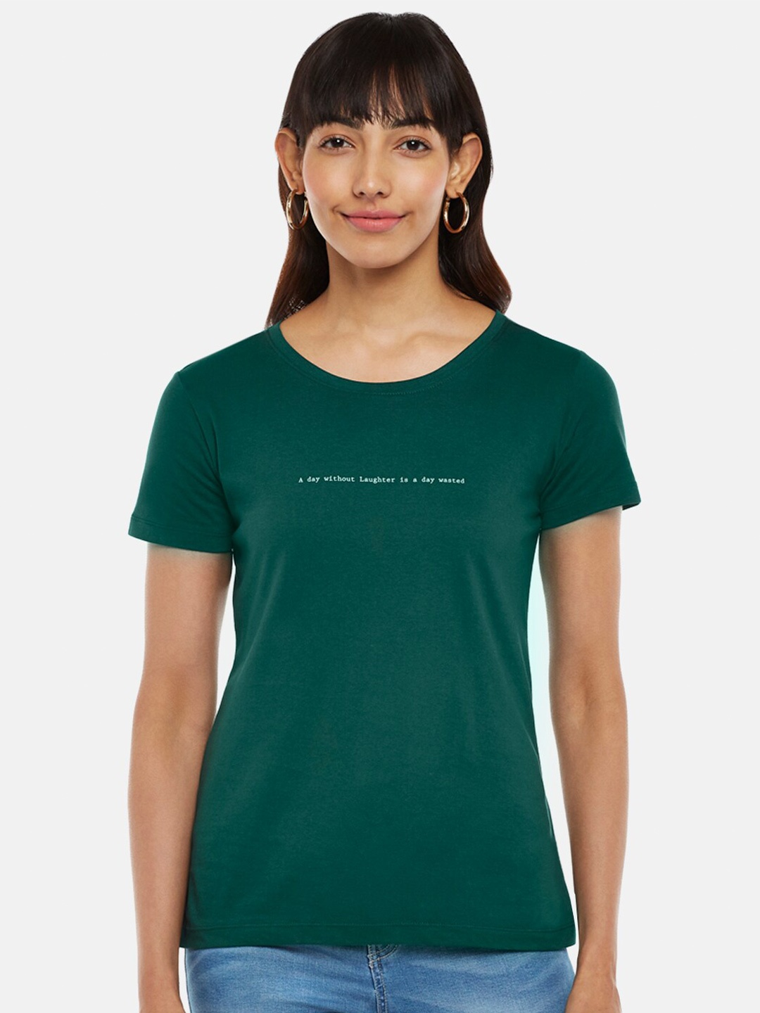 

Honey by Pantaloons Women Green Typography T-shirt