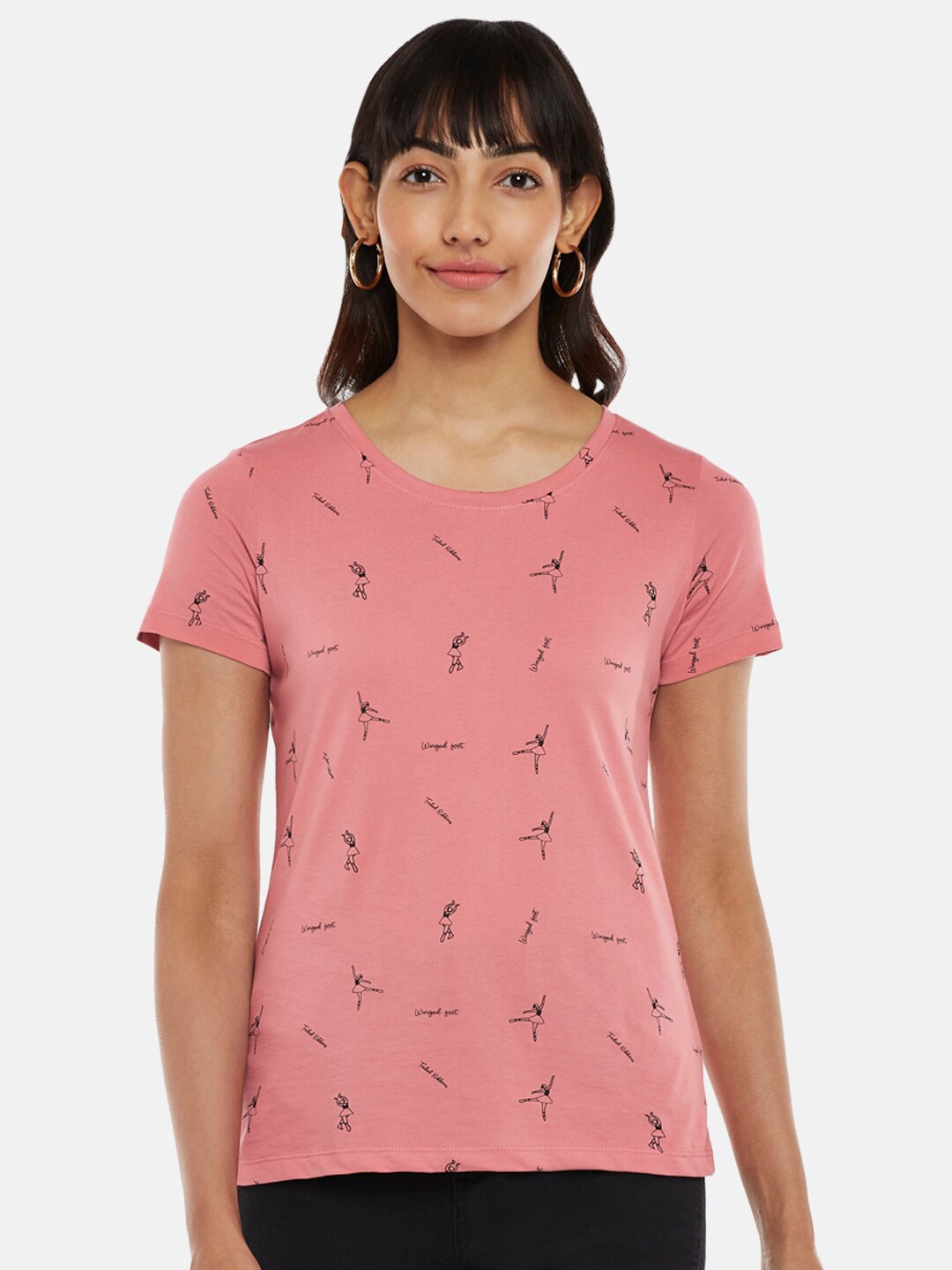 

Honey by Pantaloons Women Pink Printed T-shirt