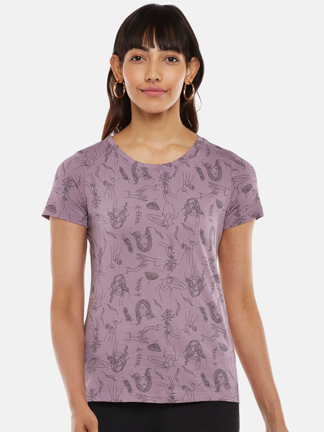 

Honey by Pantaloons Women Lavender Printed T-shirt