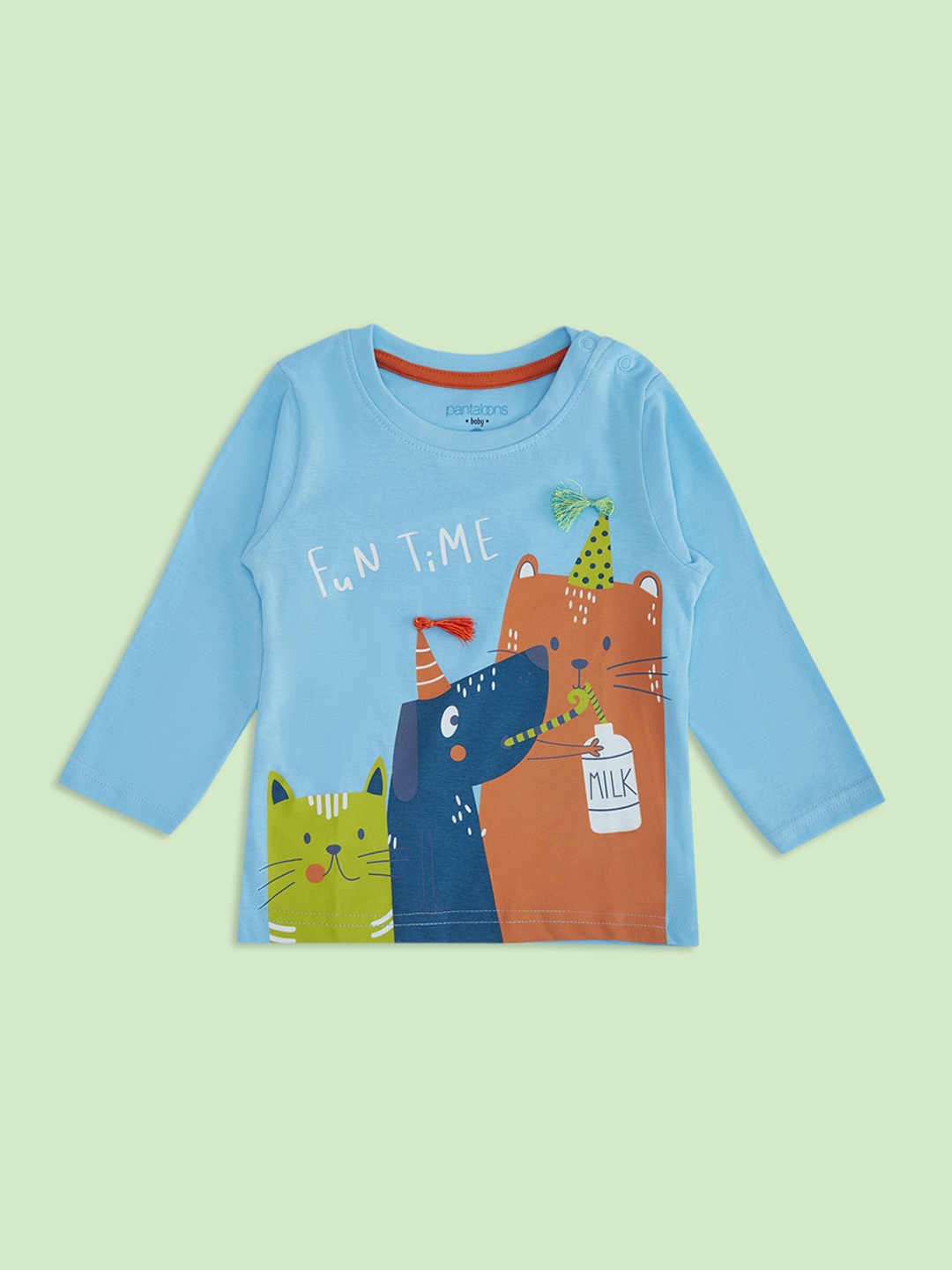 

Pantaloons Baby Boys Blue Animal Printed T-shirt