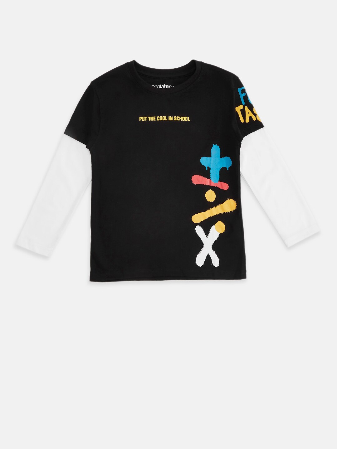 

Pantaloons Junior Boys Black Typography Printed Applique T-shirt