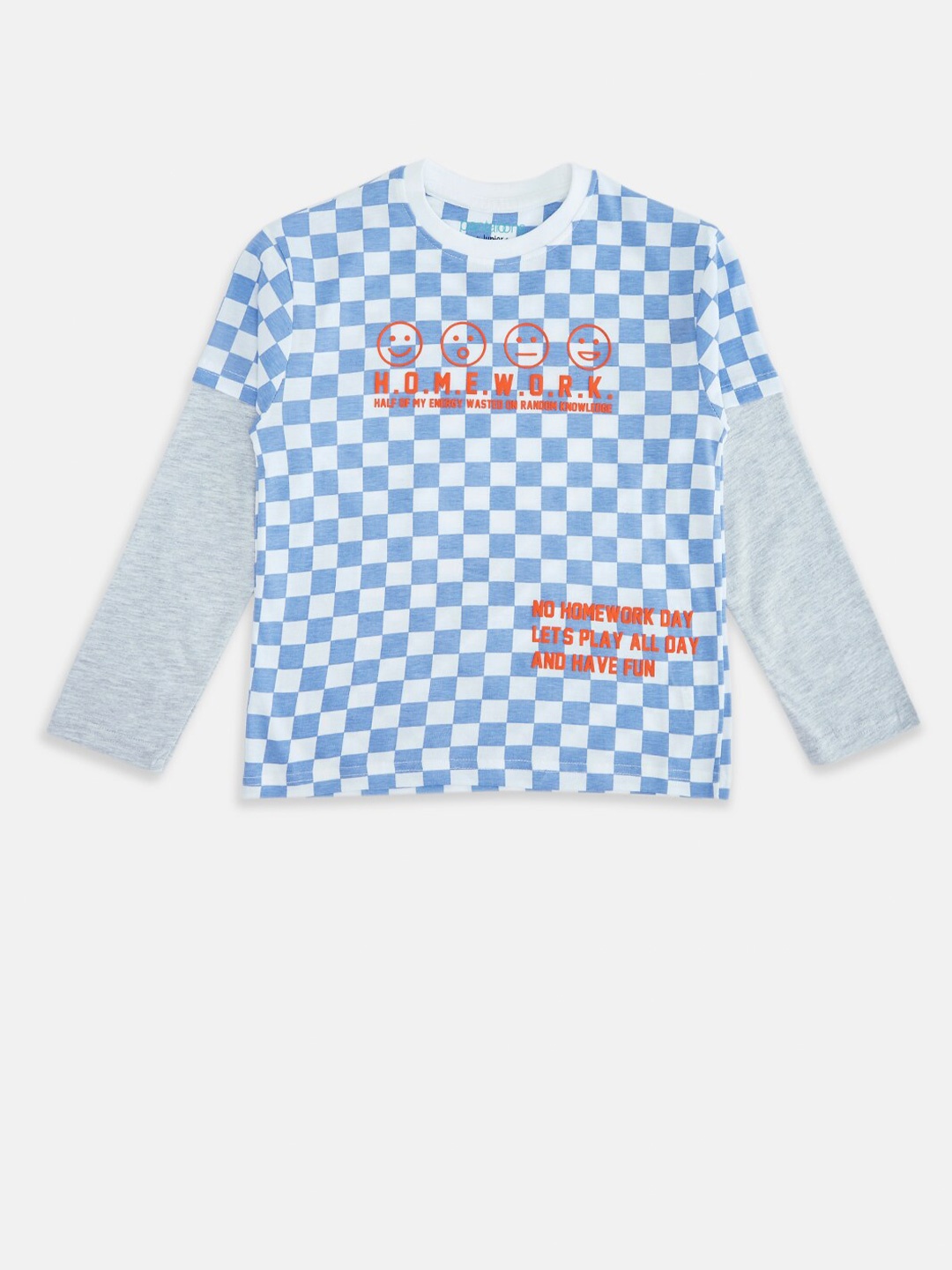 

Pantaloons Junior Boys White & Blue Printed Cotton T-shirt