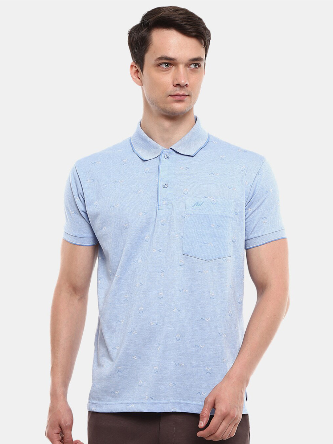 

V-Mart Men Blue Polo Collar T-shirt