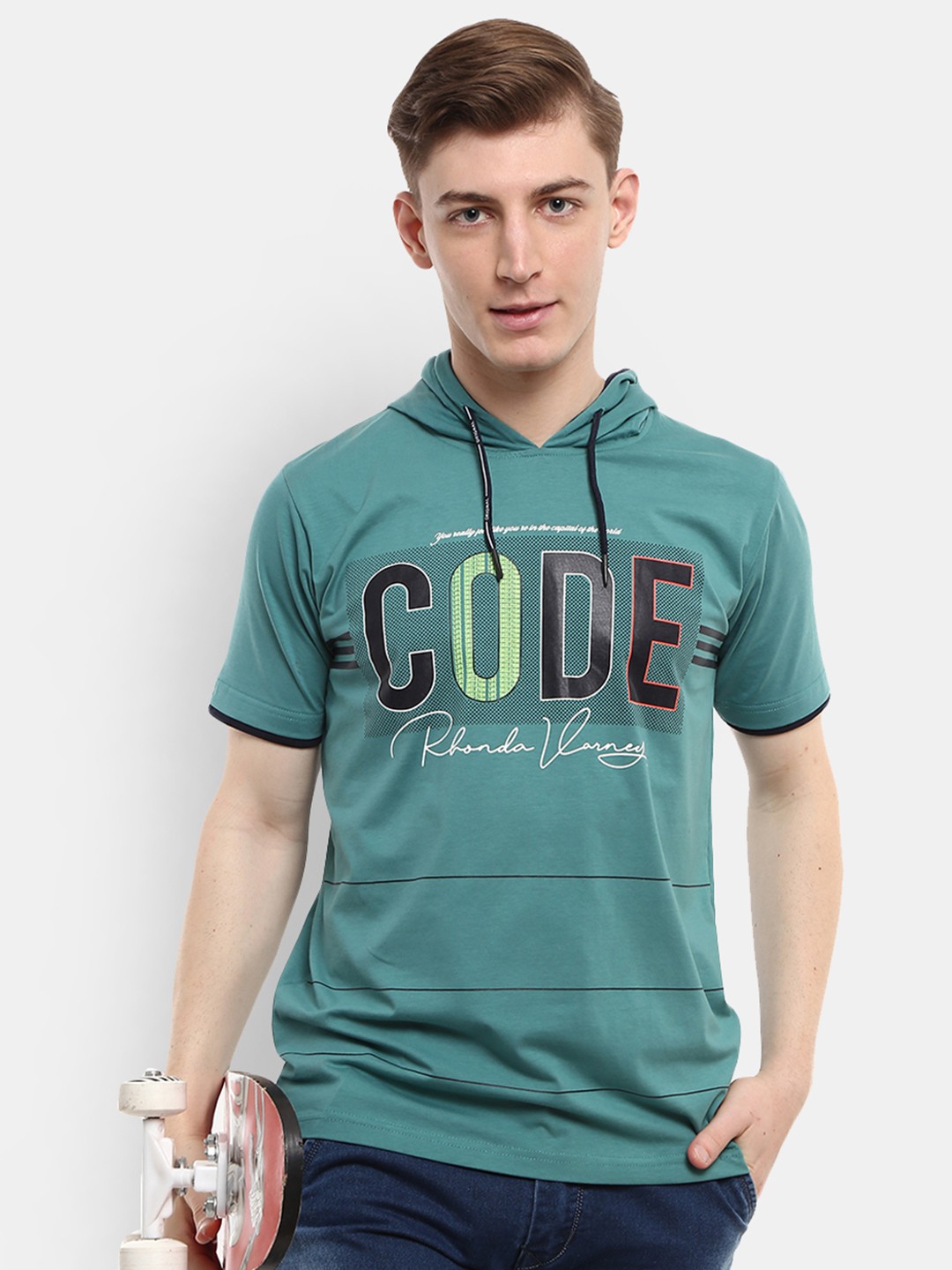 

V-Mart Men Green & trellis Typography Slim Fit T-shirt