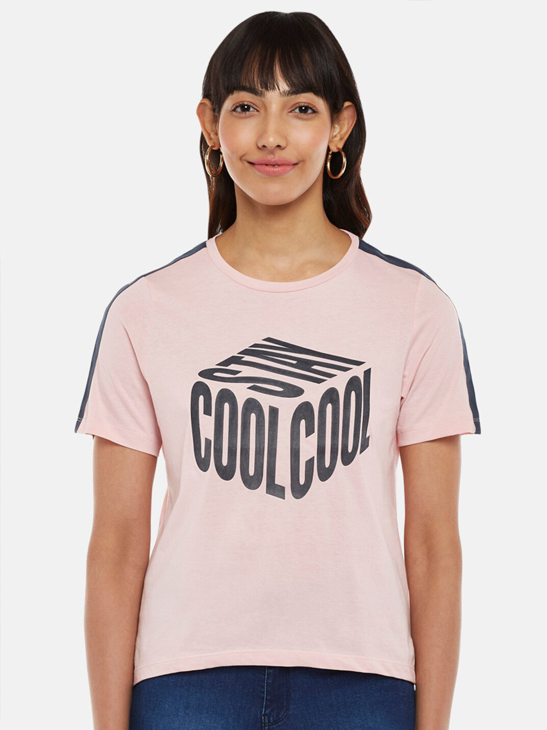 

People Women Pink Printed T-shirt