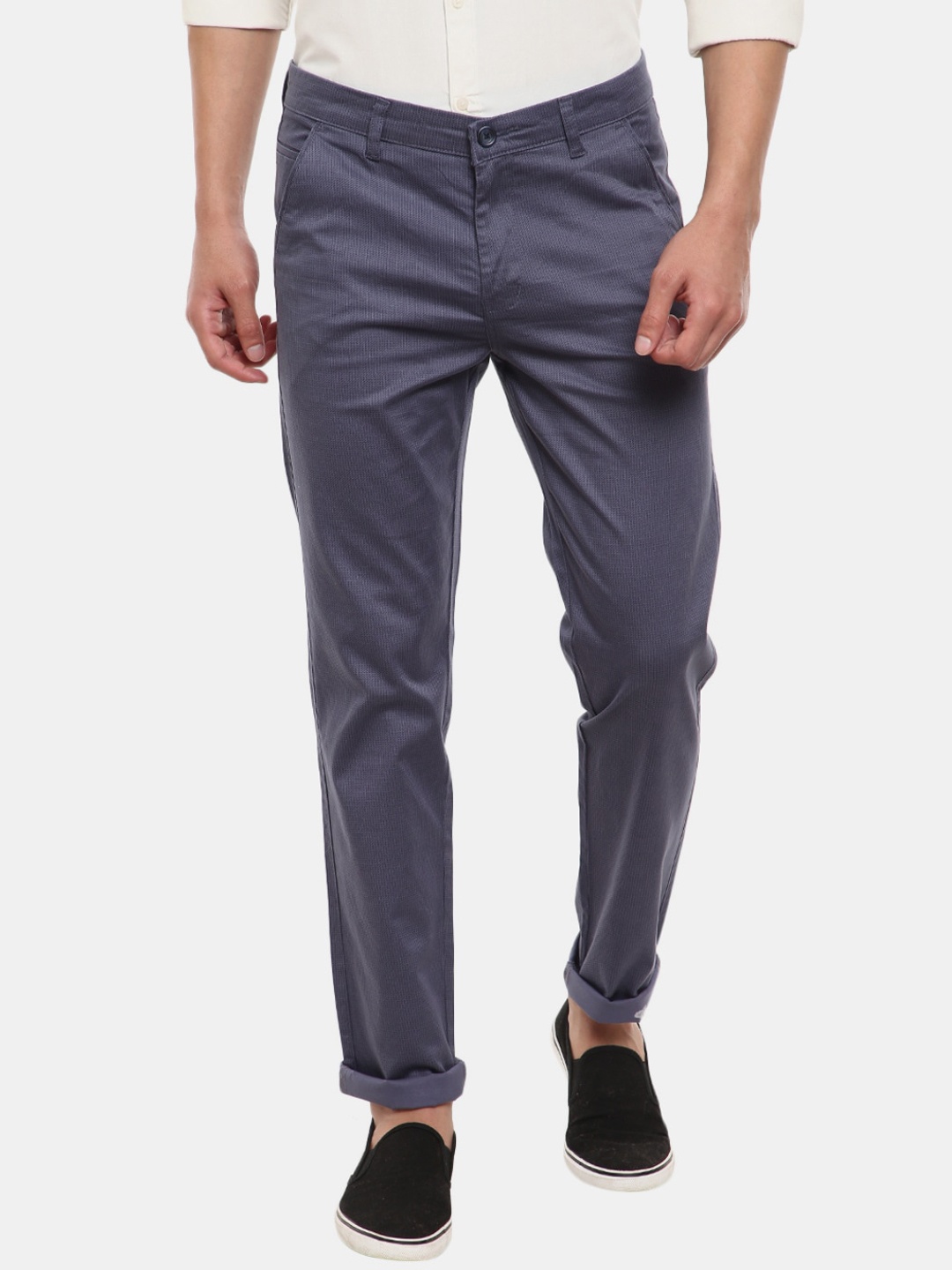 

V-Mart Men Blue Solid Cotton Trousers