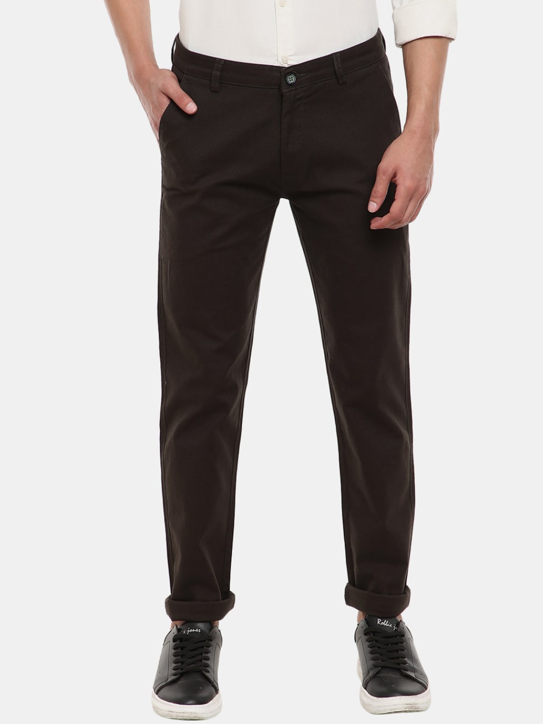 

V-Mart Men Olive Green Solid Trousers
