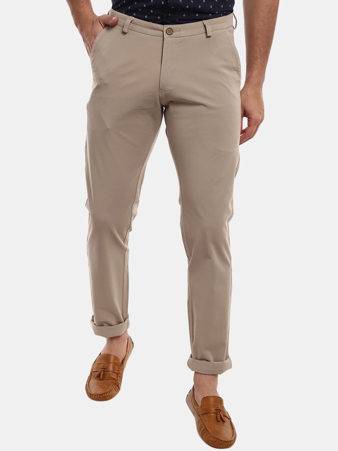 

V-Mart Men Beige Regular Fit Twill Cotton Trousers