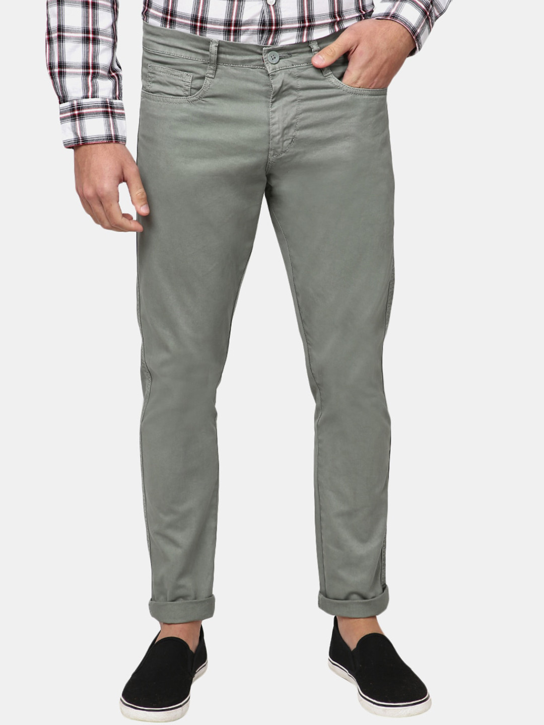 

V-Mart Men Green Twill Cotton Chinos Trousers