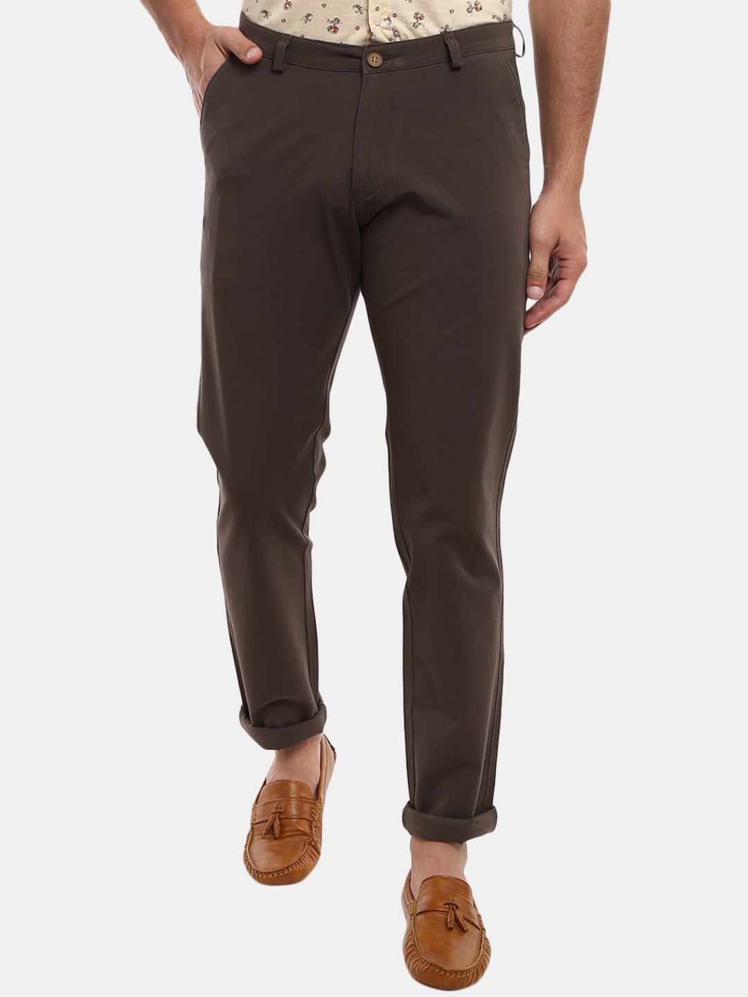 

V-Mart Men Grey Twill Cotton Chinos Trousers