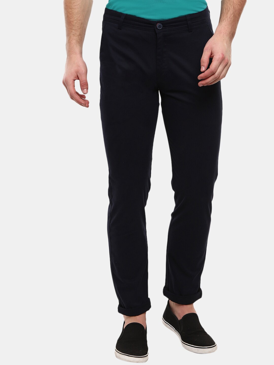 

V-Mart Men Navy Blue Regular Fit Solid Trousers