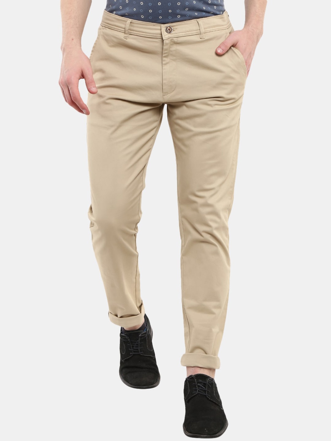 

V-Mart Men Beige Regular Fit Solid Cotton Trousers