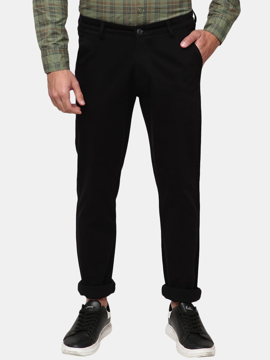 

V-Mart Men Black Solid Trousers