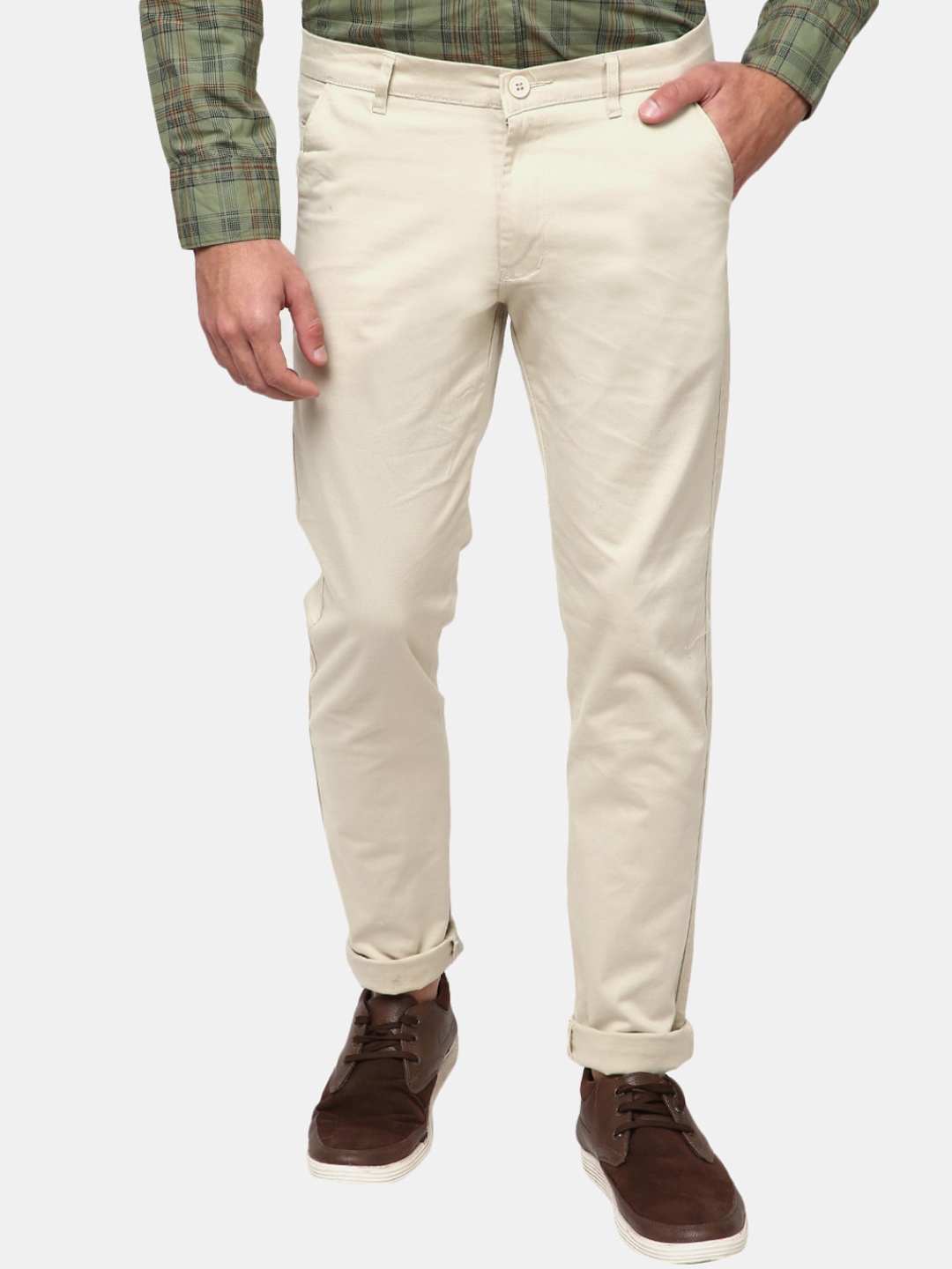 

V-Mart Men Cream-Coloured Trousers
