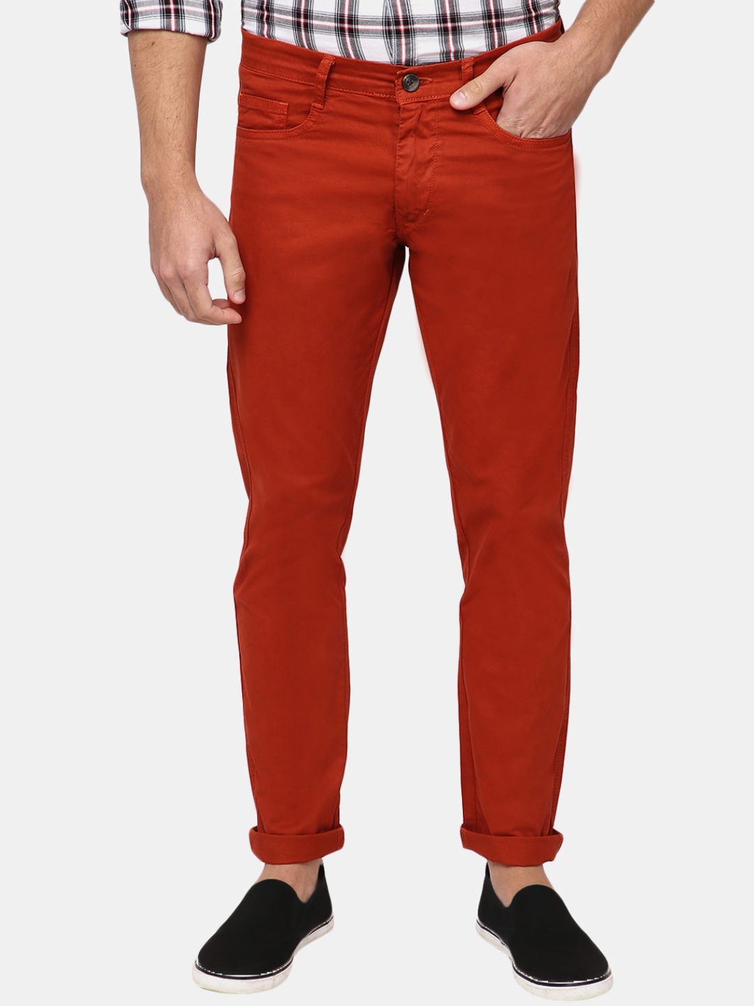 

V-Mart Men Rust Chinos Trousers