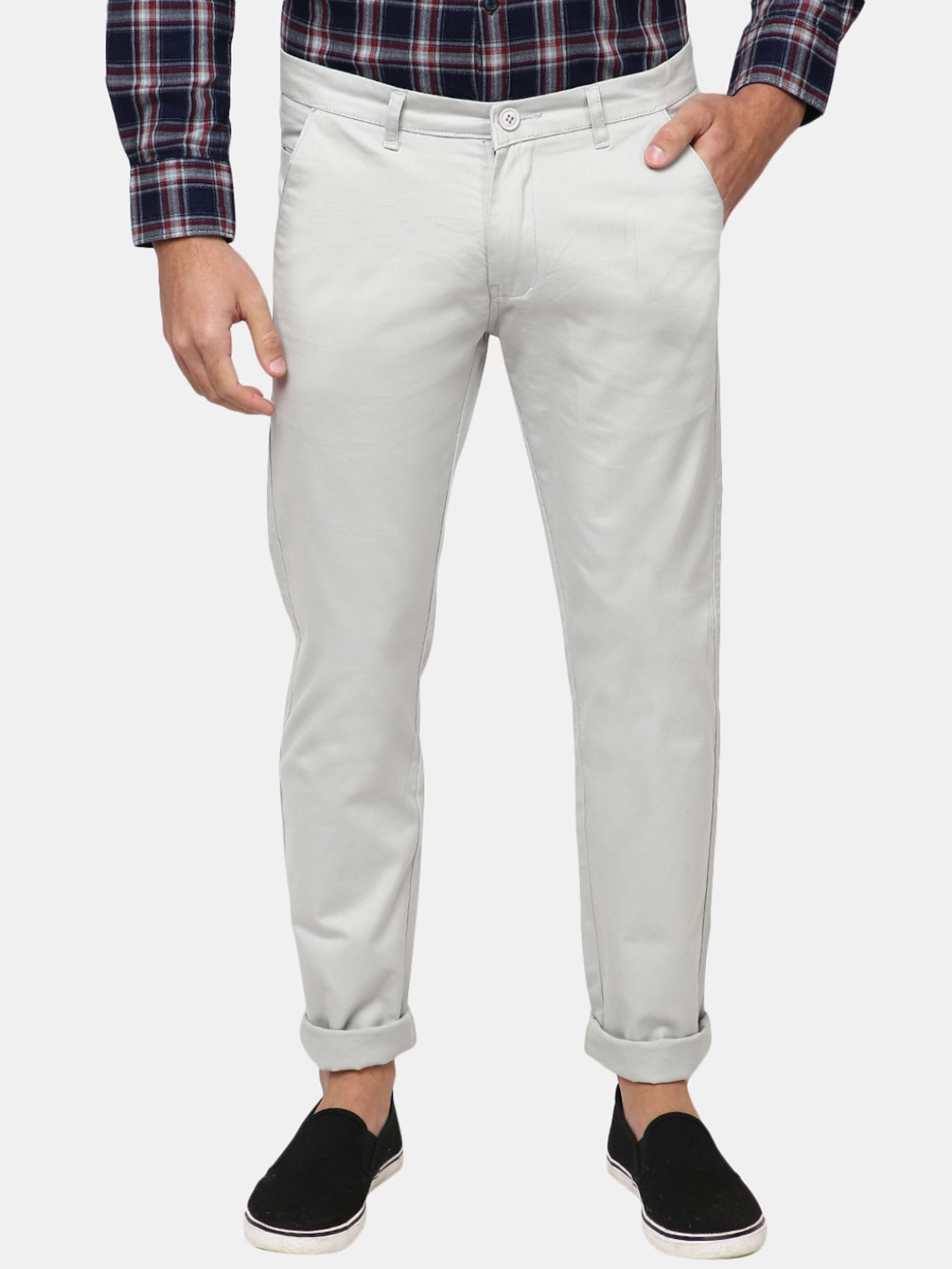 

V-Mart Men Grey Cotton Satin Trousers