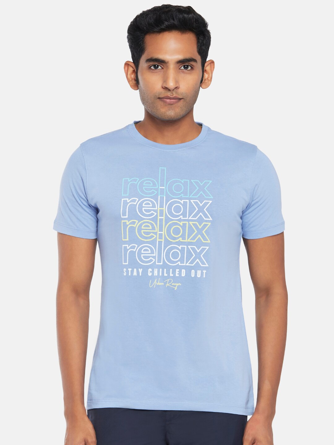 

Urban Ranger by pantaloons Men Lavender Typography Printed Slim Fit T-shirt