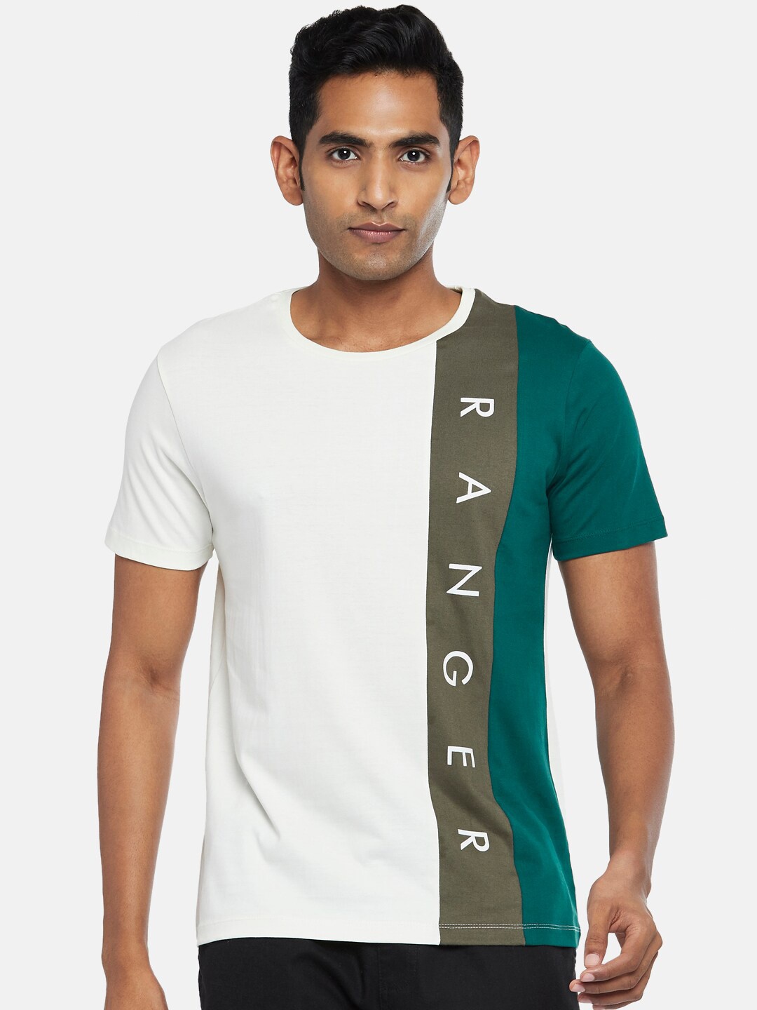 

Urban Ranger by pantaloons Men Off White Slim Fit T-shirt