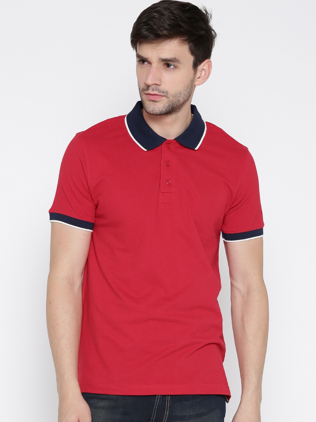 

Aventura Outfitters Men Red Solid Polo Collar T-shirt