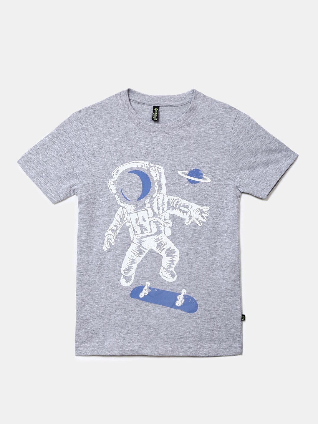 

V-Mart Boys Grey Melange Printed T-shirt