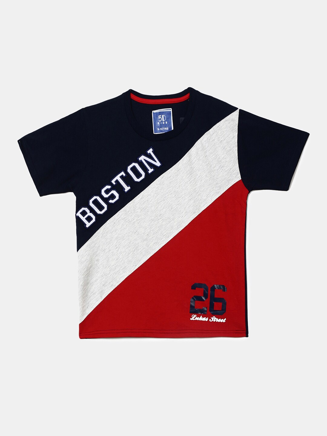 

V-Mart Boys Navy Blue Color blocked T-shirt