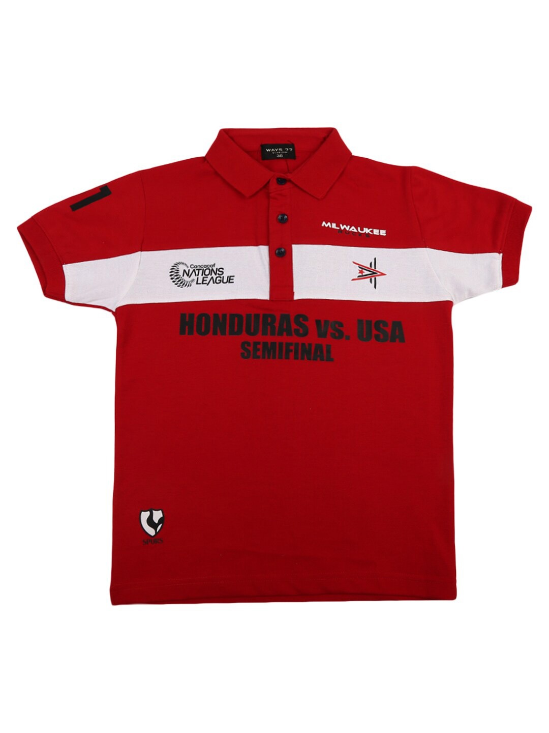 

V-Mart Boys Red Typography Printed Polo Collar Applique T-shirt