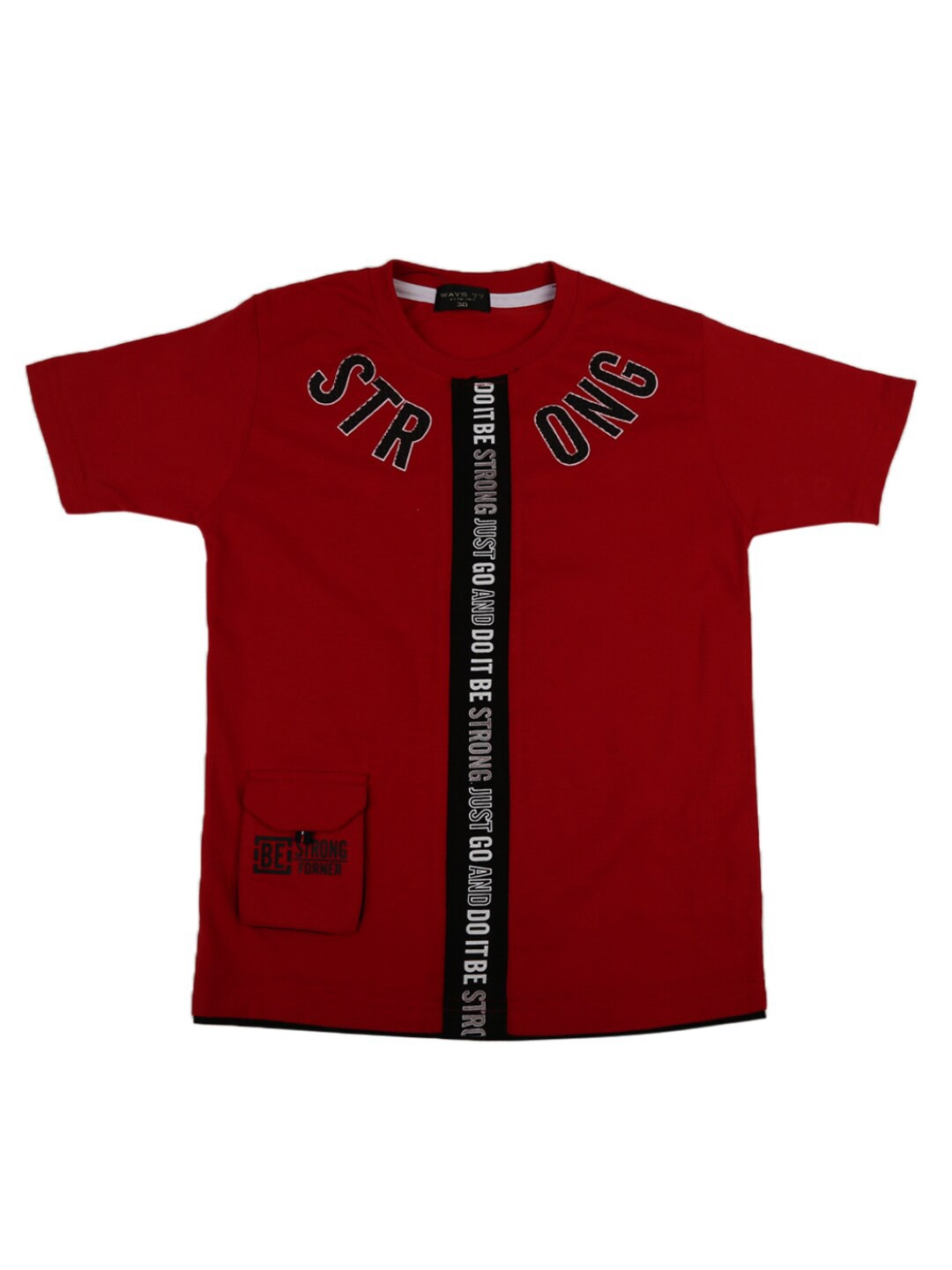 

V-Mart Boys Red & Black Typography Printed Applique T-shirt