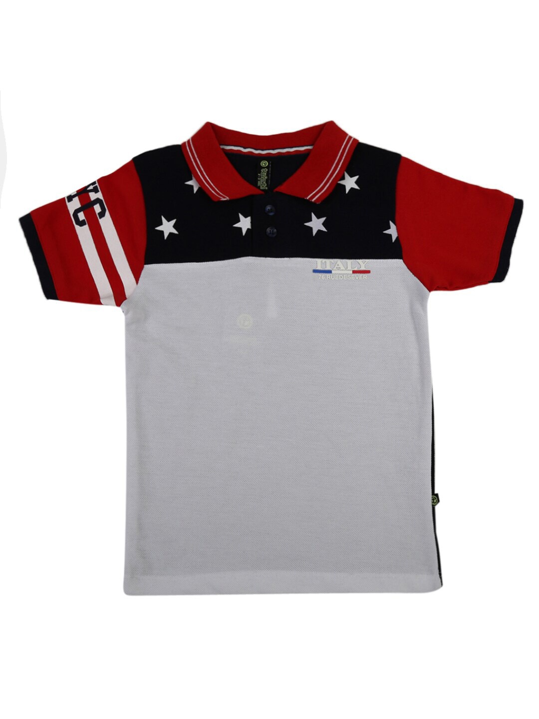 

V-Mart Boys Red & Black Polo Collar Applique T-shirt
