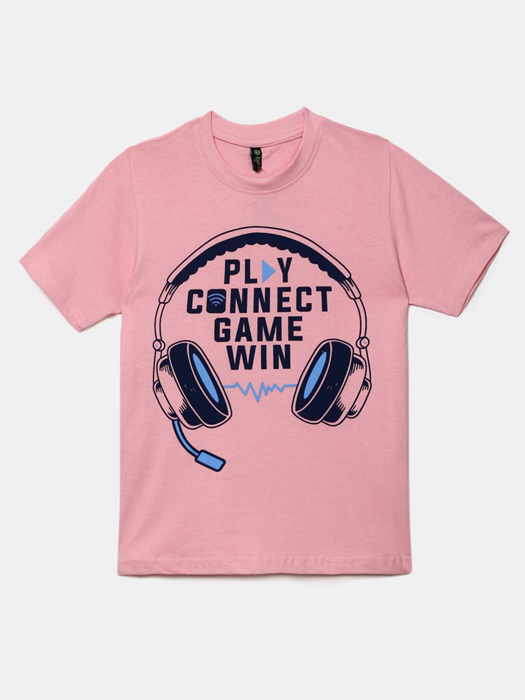 

V-Mart Boys Pink & Blue Typography Printed Applique T-shirt