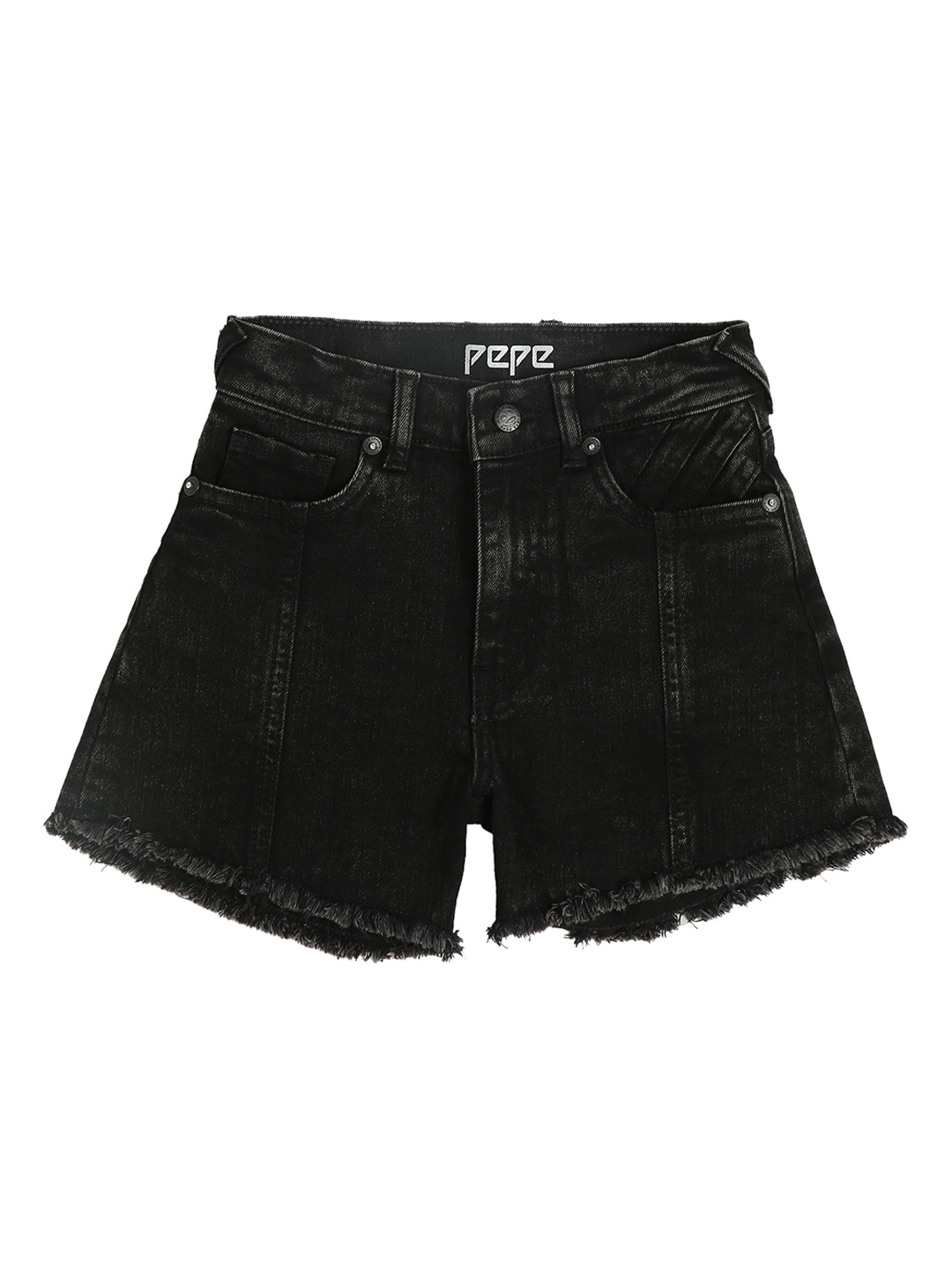 

Pepe Jeans Girls Black High-Rise Denim Shorts