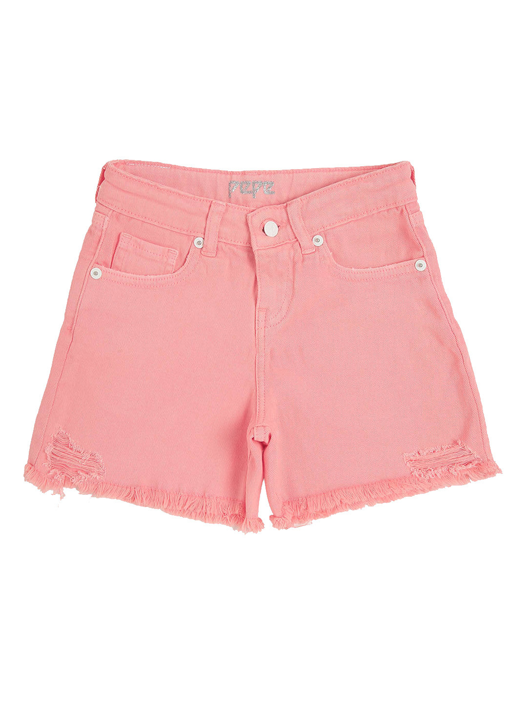 

Pepe Jeans Girls Pink High-Rise Denim Shorts