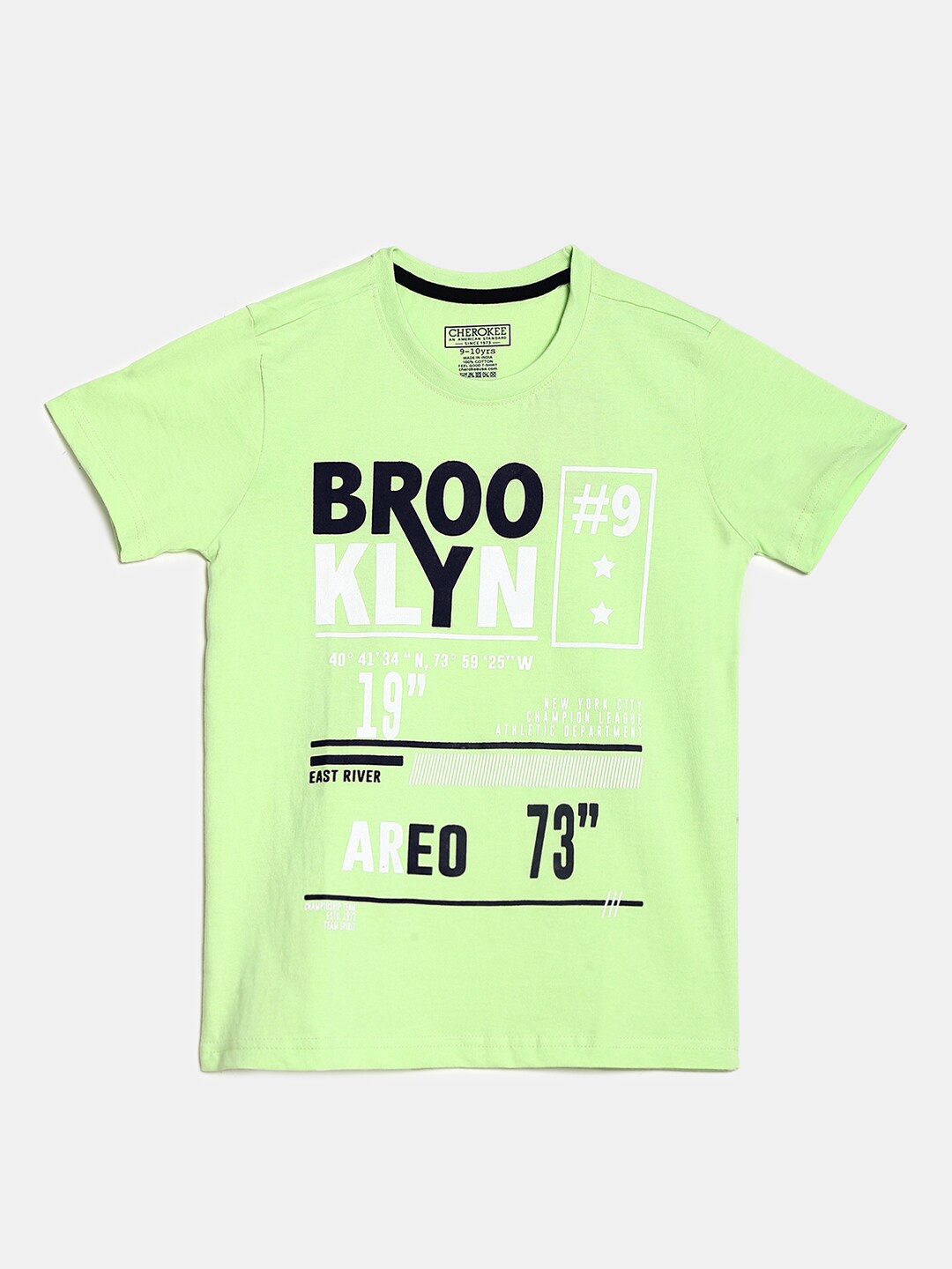 

Cherokee Boys Green & patina green Typography Printed T-shirt