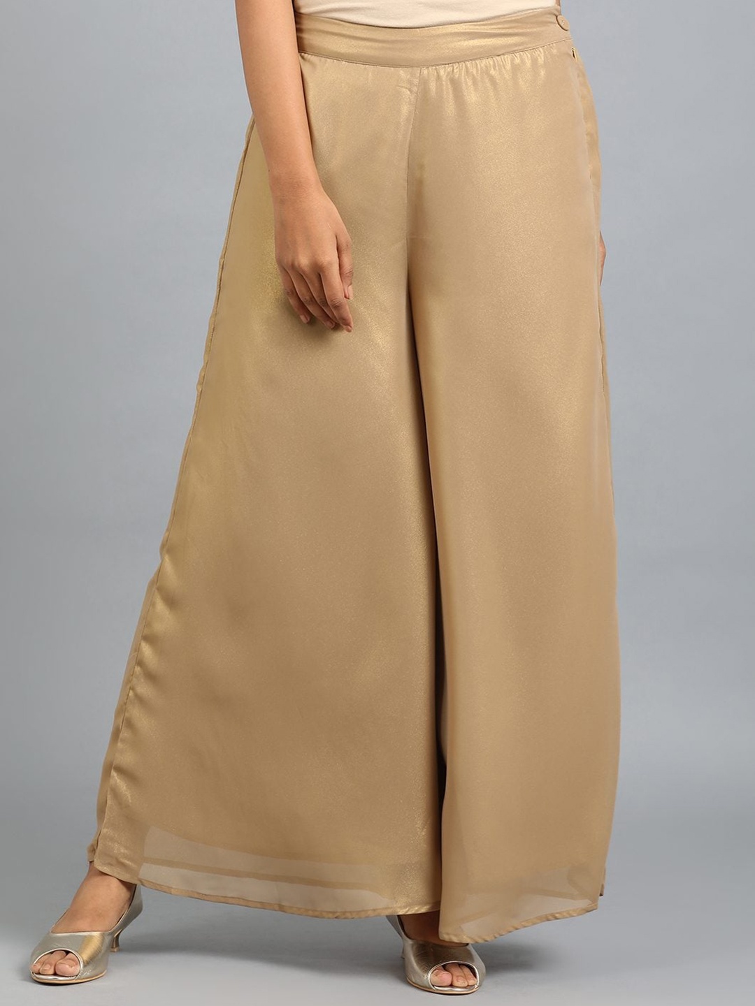 

WISHFUL Women Gold-Toned Pleated Trousers