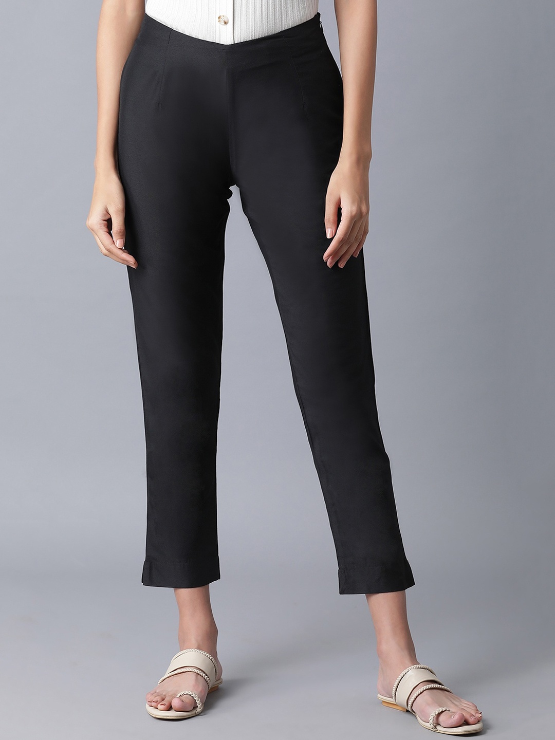 

W Women Black Slim Fit Ethnic Trousers