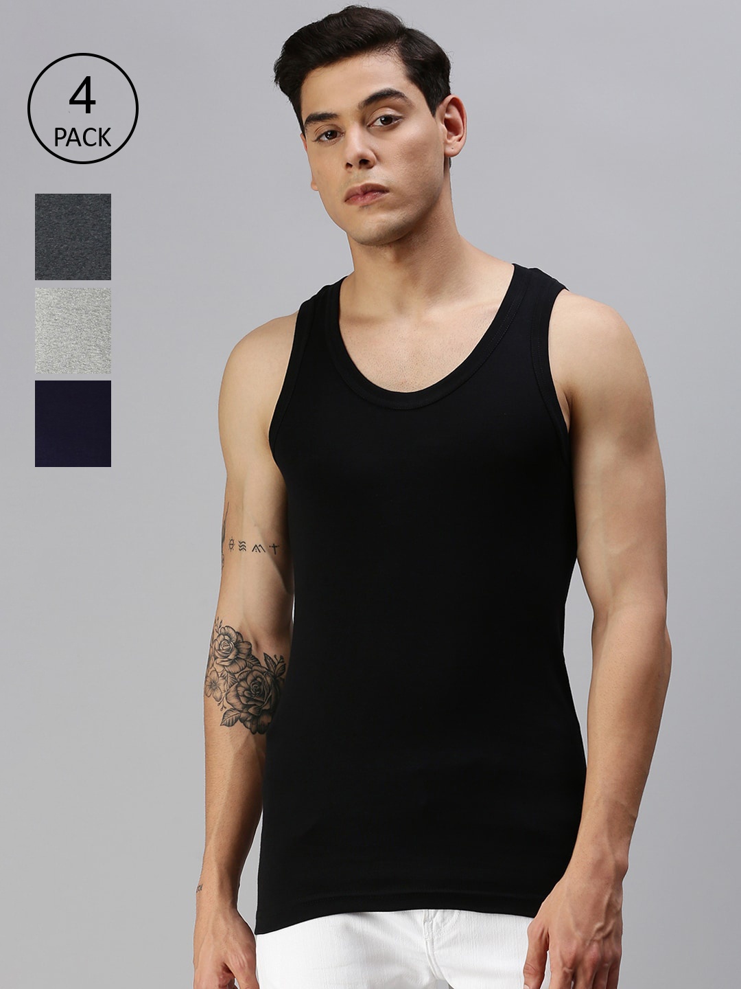 

ONN Men Pack of 4 Assorted Cotton Innerwear Vests